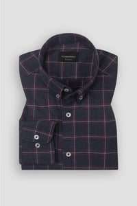 Soft Blue Windowpane Winter Flannel Shirt