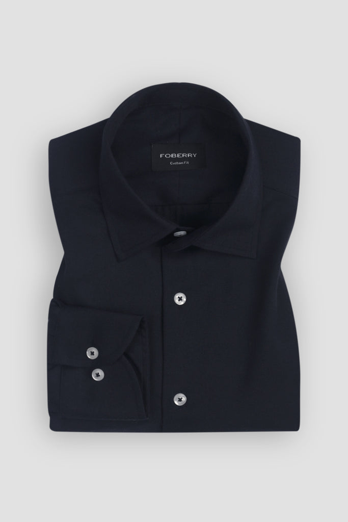 Soft Navy Blue Twill 2 Ply Cotton Shirt