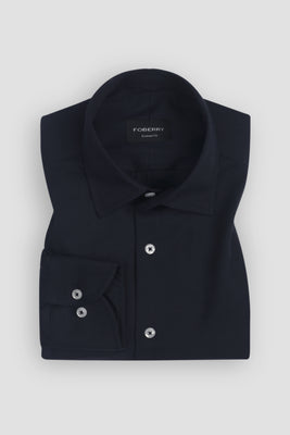 Soft Navy Blue Twill 2 Ply Cotton Shirt