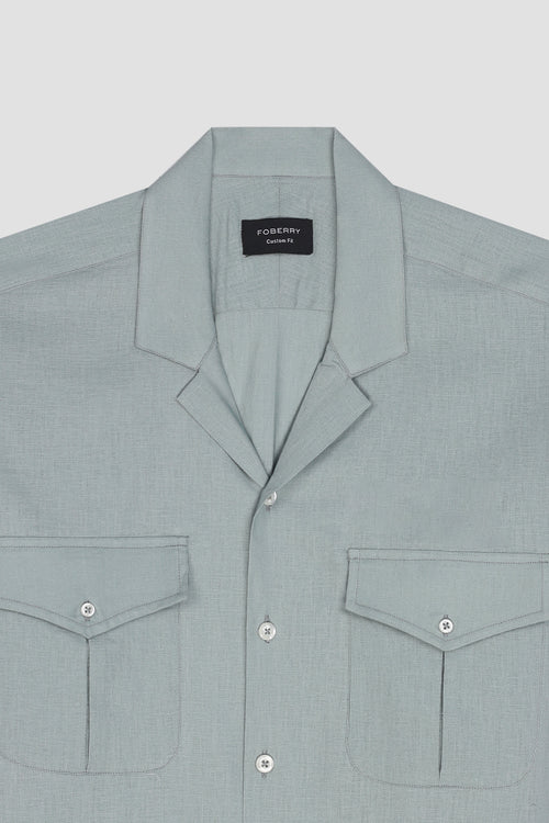 Aqua Grey Linen Safari Shirt