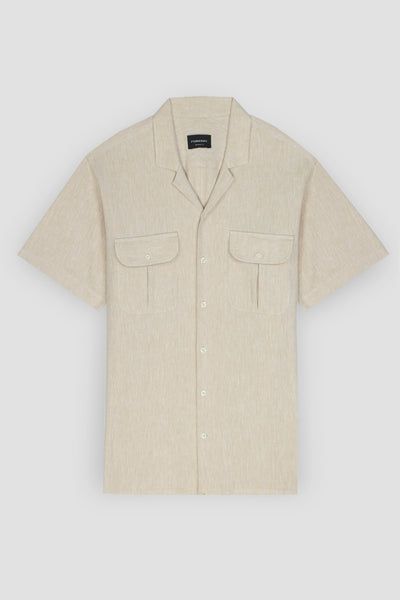 Soft Beige Irish Cotton Linen - Safari Shirt