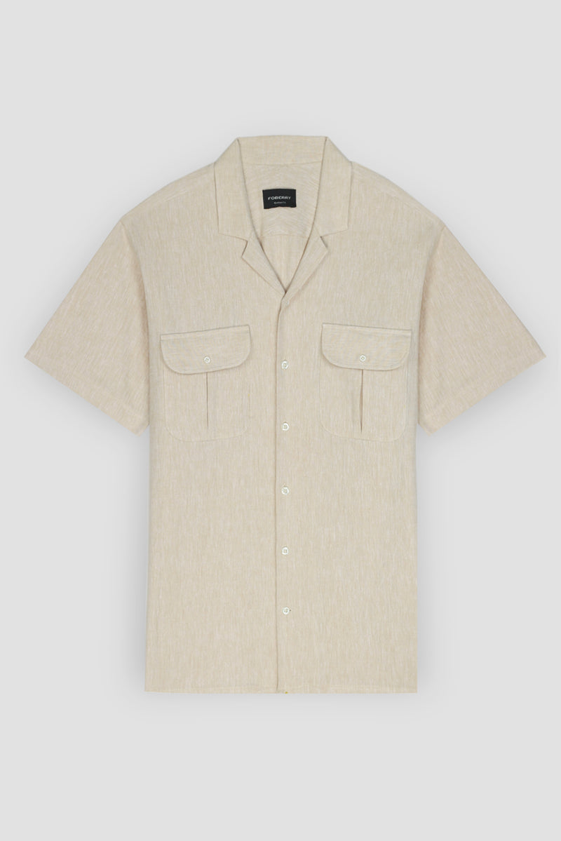 Soft Beige Irish Cotton Linen - Safari Shirt