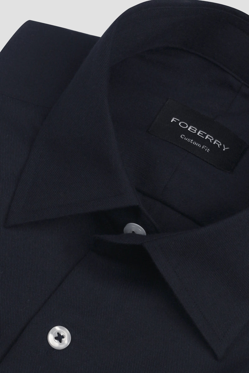 Soft Navy Blue Twill 2 Ply Cotton Shirt