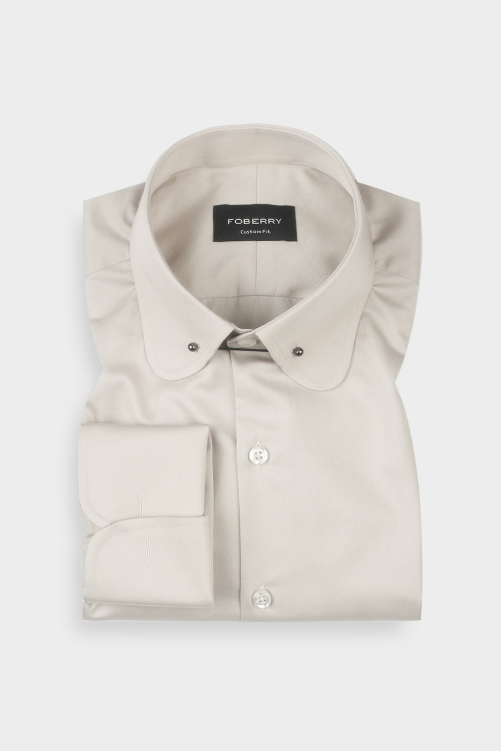 Light Beige Egyptian Poplin Pin Collar Shirt