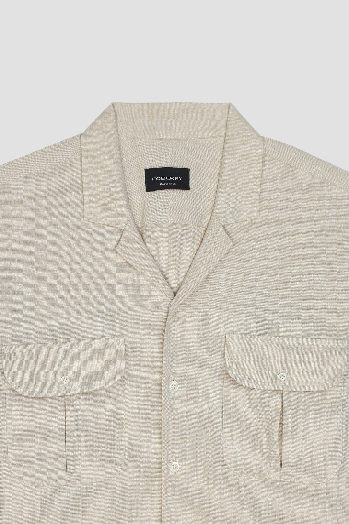 Soft Beige Irish Cotton Linen - Safari Shirt