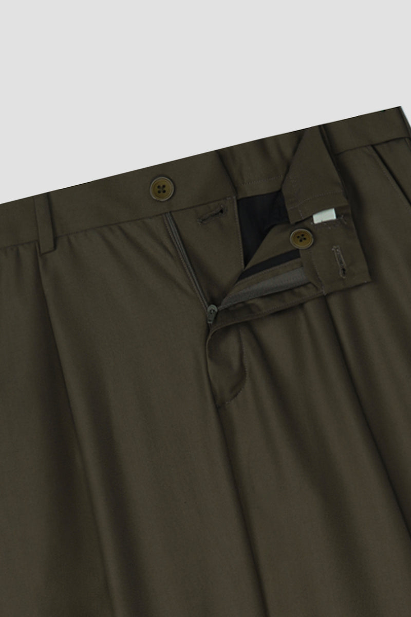 Olive Brown Tropical Wool Blended Dress Pant