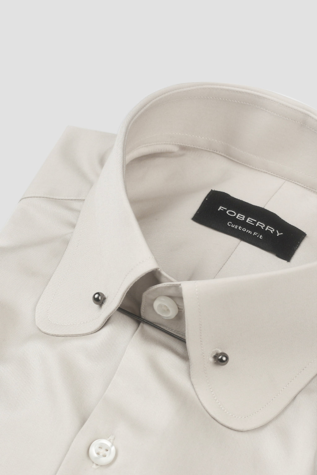 Light Beige Egyptian Poplin Pin Collar Shirt