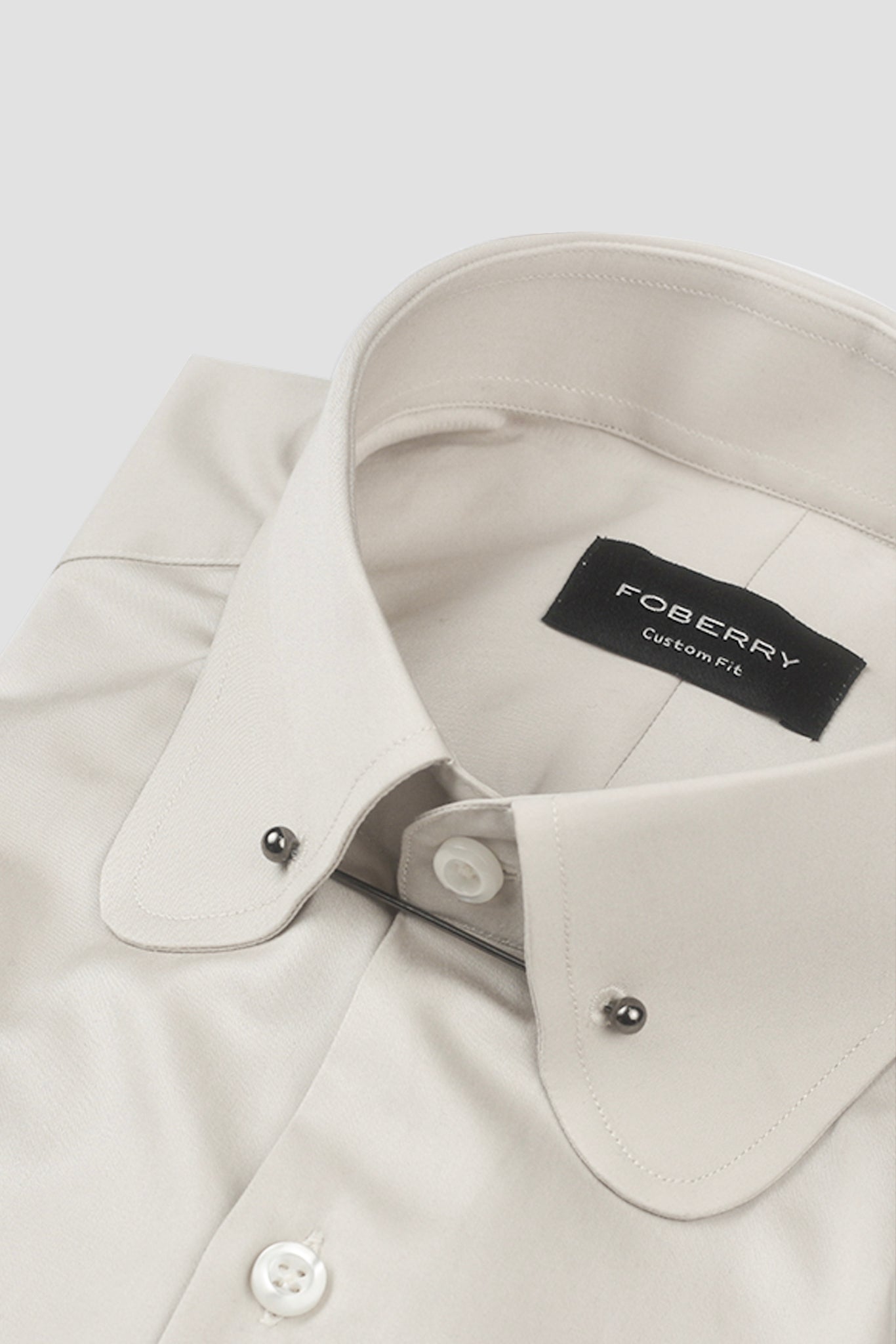 Light Beige Egyptian Poplin Pin Collar Shirt