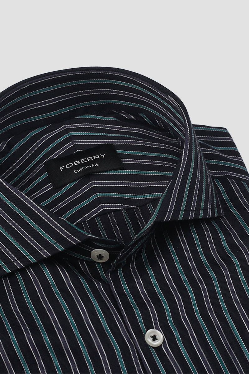 Teal Green and Grey Striped Shirt