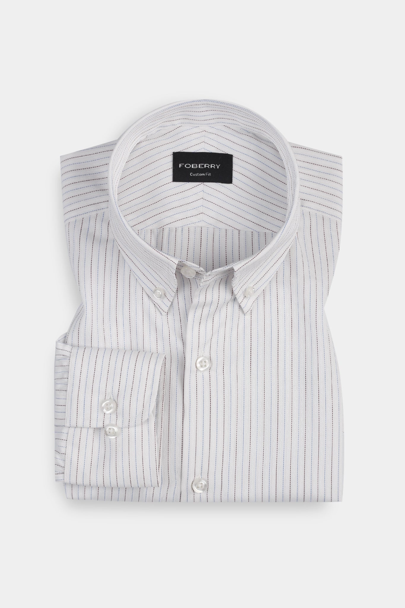 Brown & Blue Stitch Striped Shirt