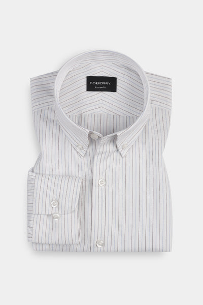 Brown & Blue Stitch Striped Shirt