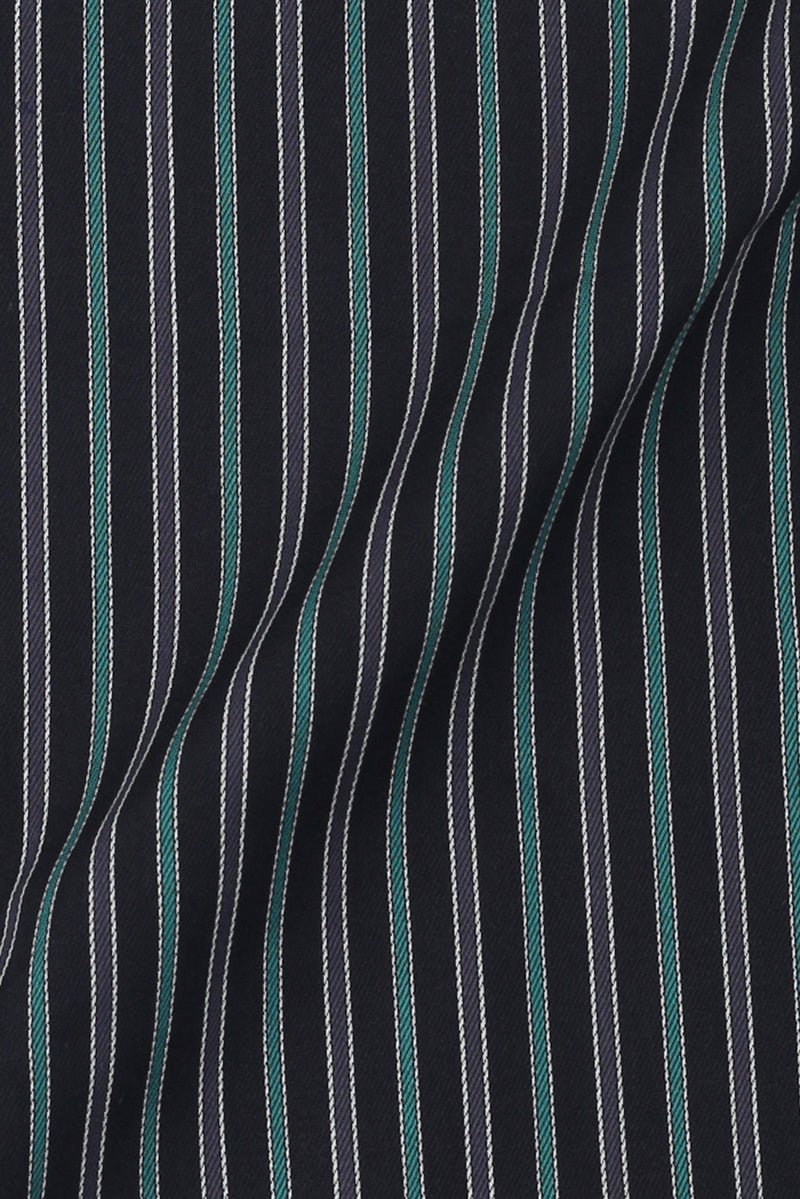 Teal Green and Grey Striped Shirt