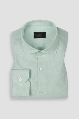 Pastel Green Structured Cotton Linen Shirt