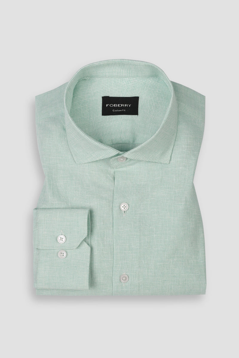 Pastel Green Structured Cotton Linen Shirt