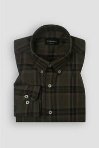 Olive Brown Tartan Winter Flannel Shirt