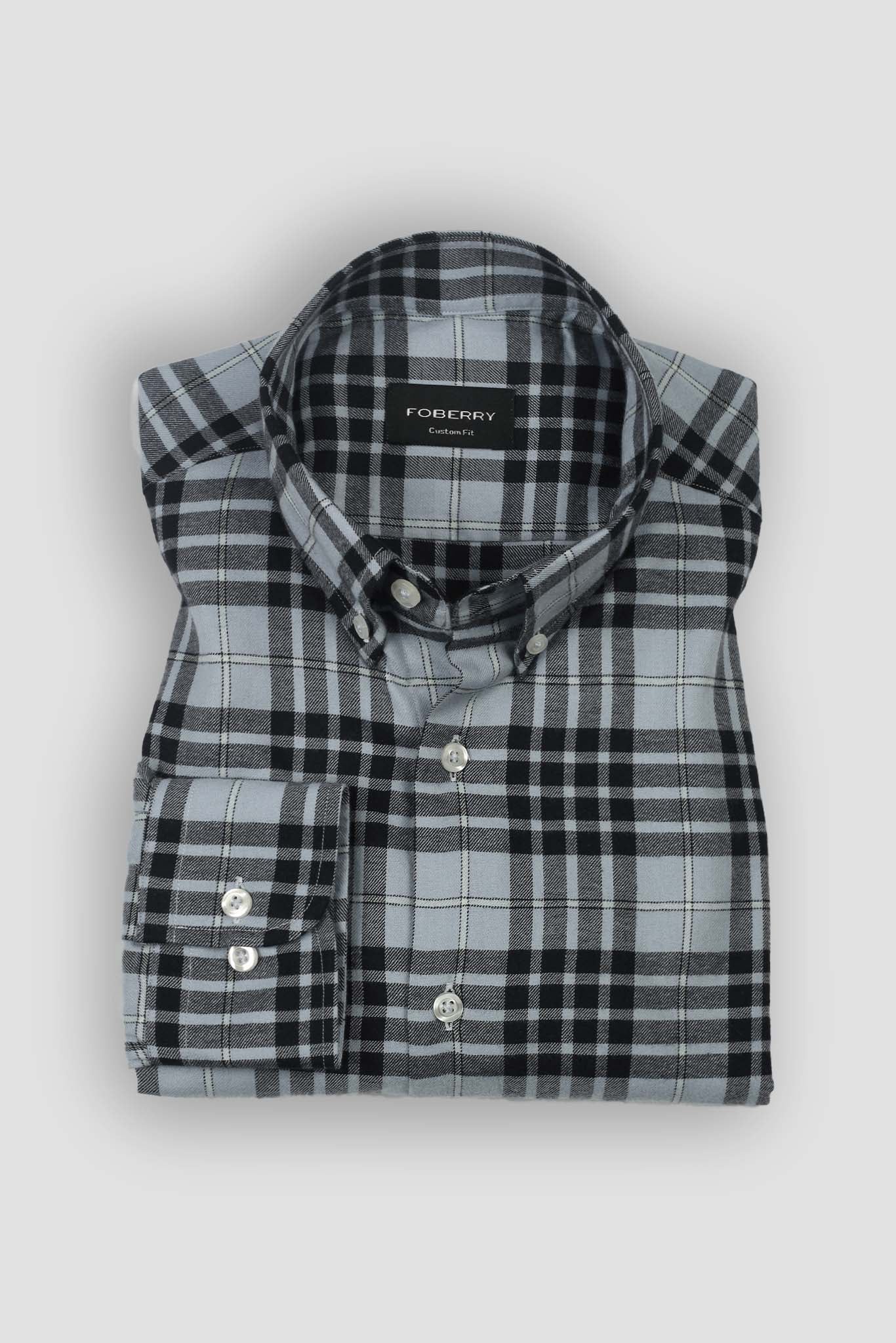 Sky Blue Tartan Winter Flannel Shirt