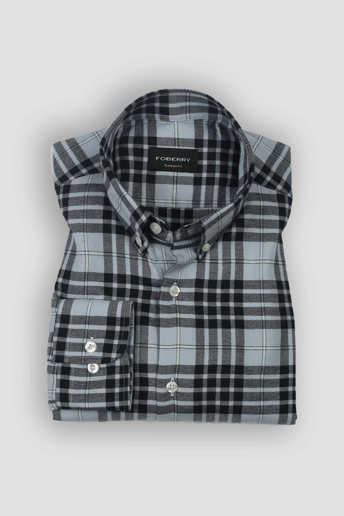 Sky Blue Tartan Winter Flannel Shirt