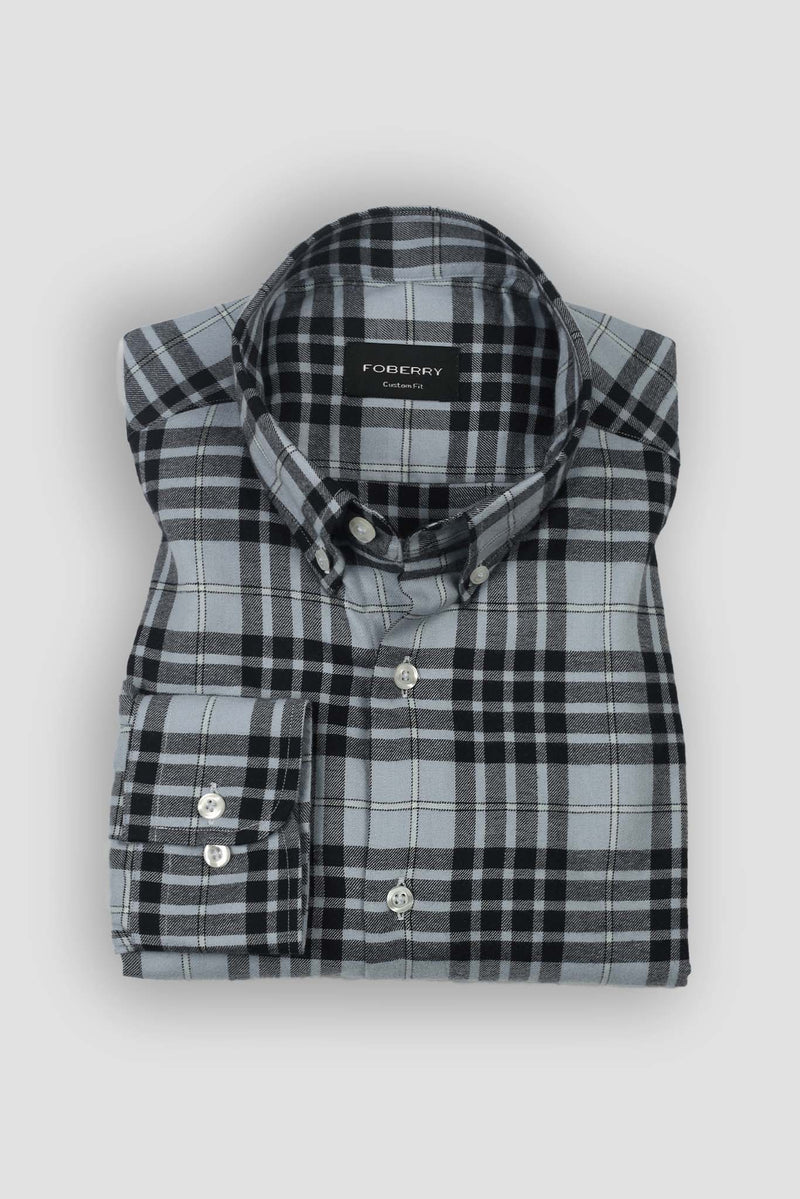 Sky Blue Tartan Winter Flannel Shirt