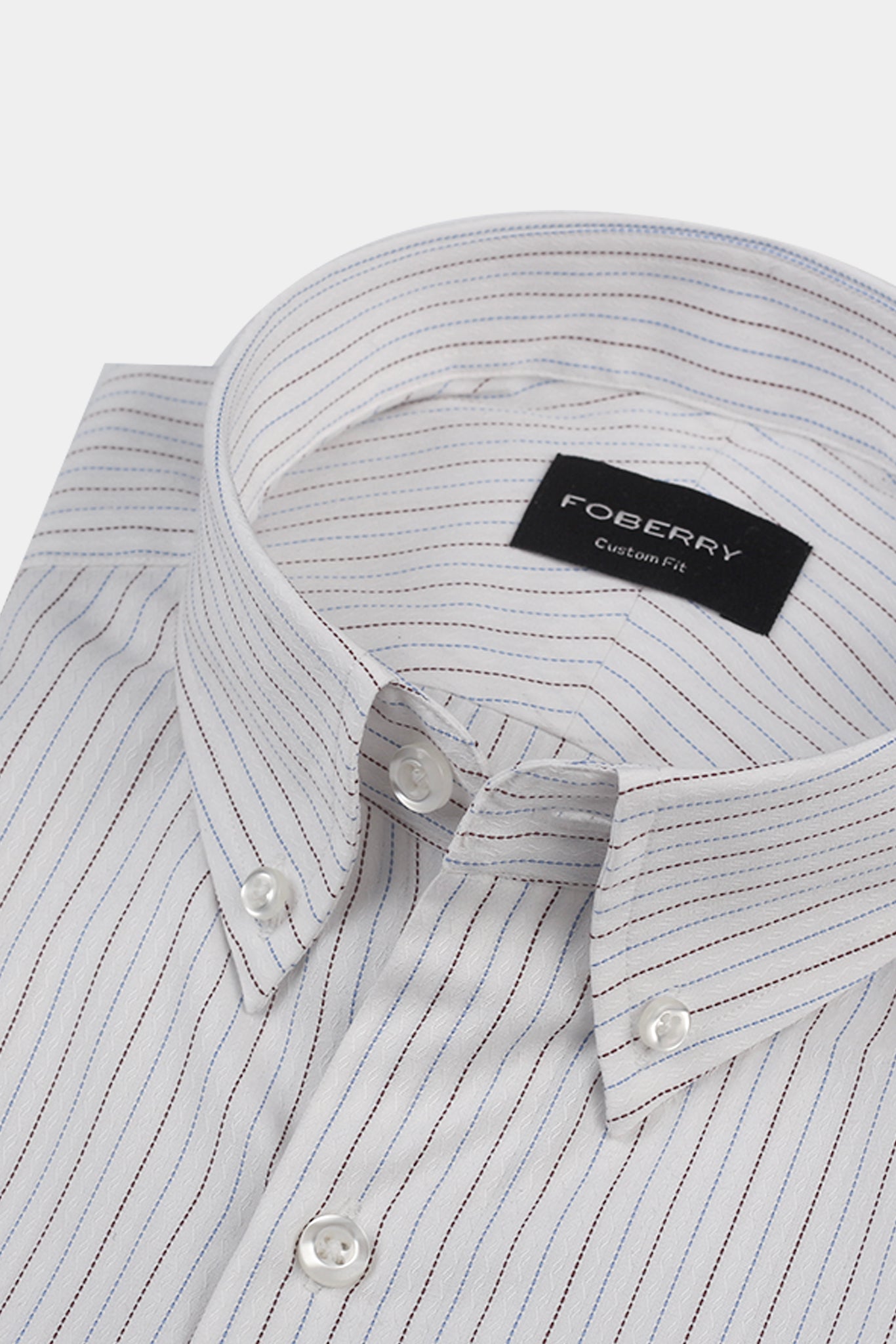 Brown & Blue Stitch Striped Shirt