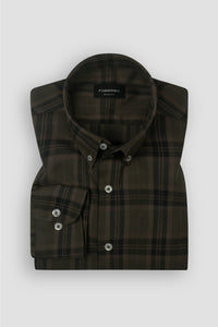 Olive Brown Tartan Winter Flannel Shirt