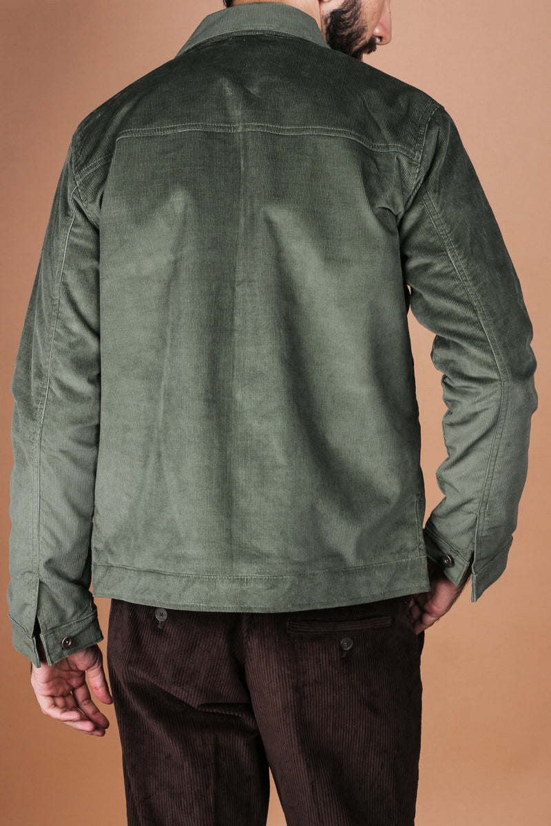 Hunter Green Corduroy Zipper Jacket - Foberry Pakistan