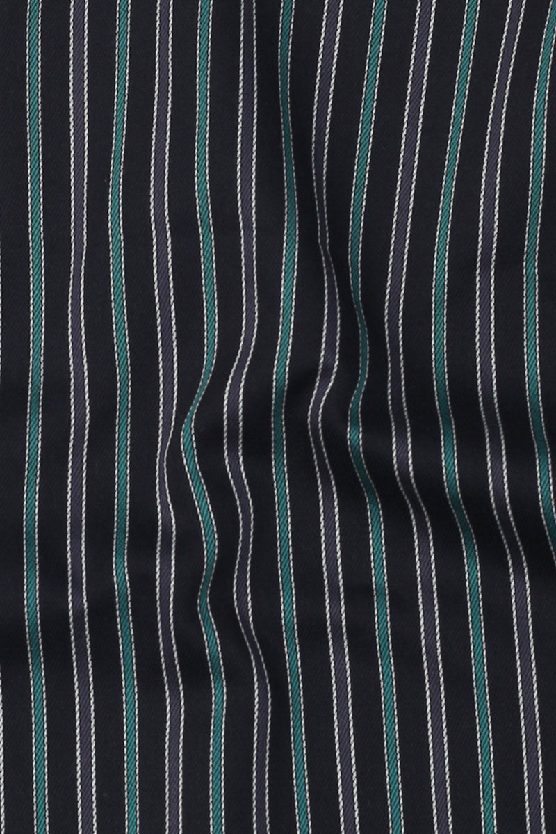 Teal Green and Grey Striped Shirt
