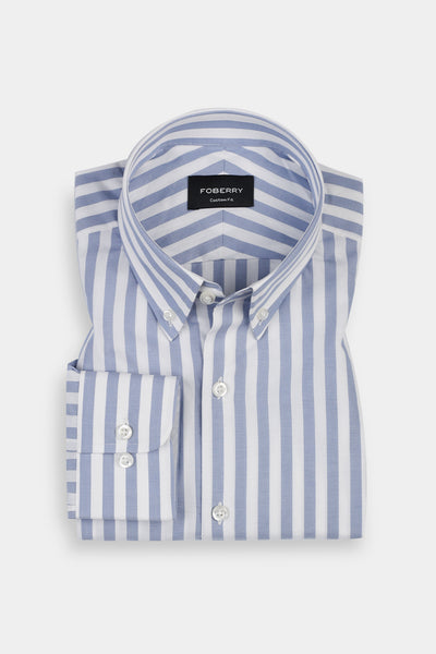 Sapphire Blue Bold Stripes Button Down Shirt
