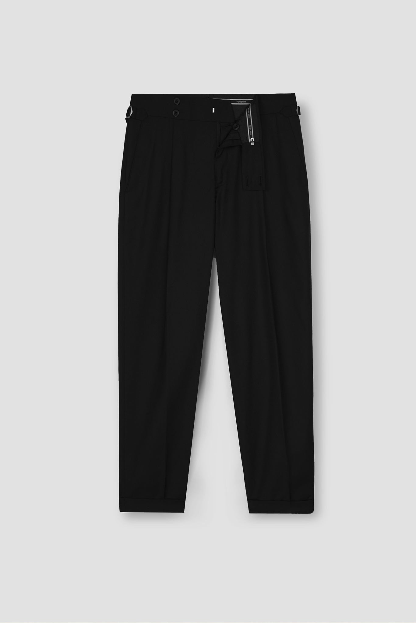 Jet Black Tropical Wool Blended Dress Pant