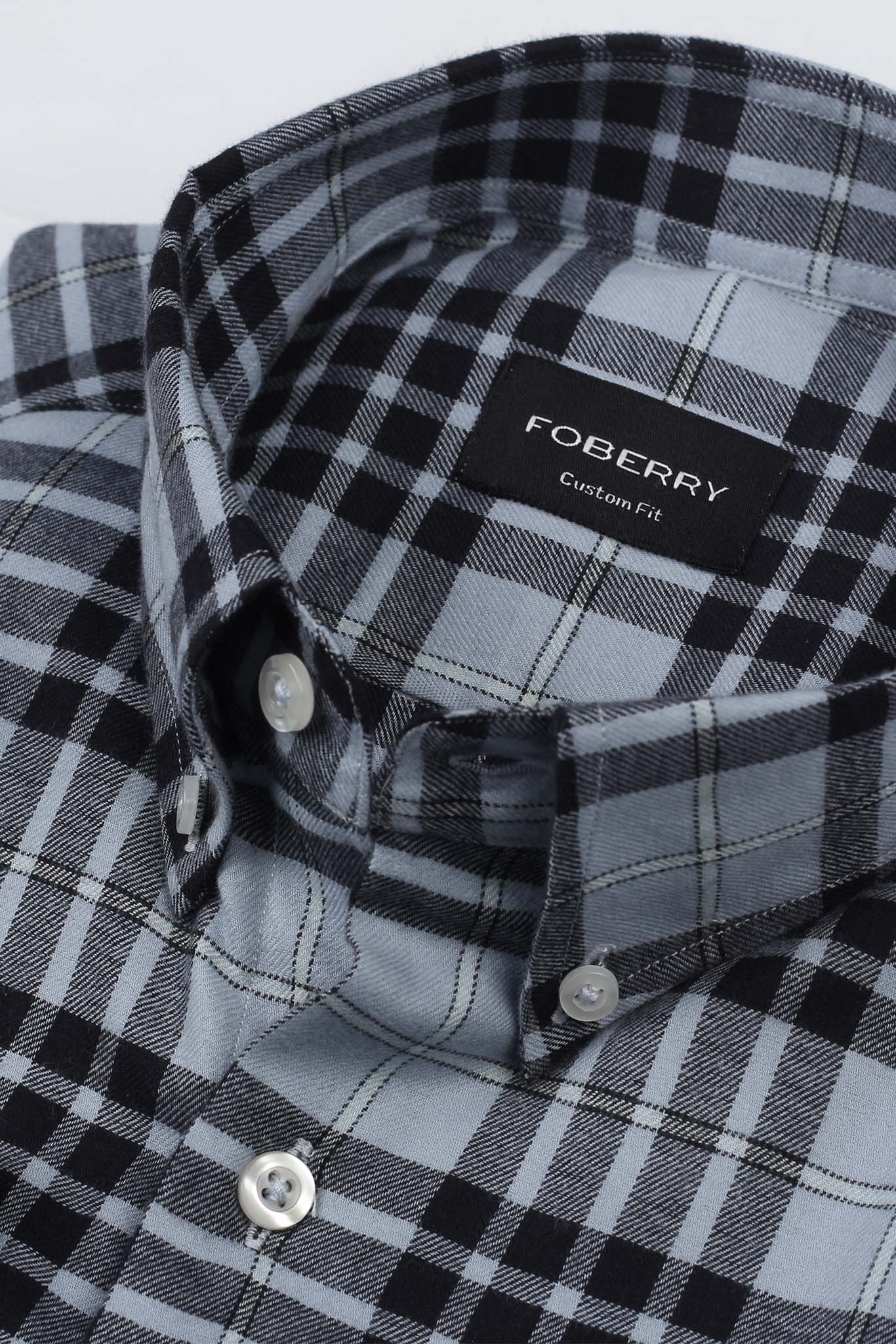 Sky Blue Tartan Winter Flannel Shirt