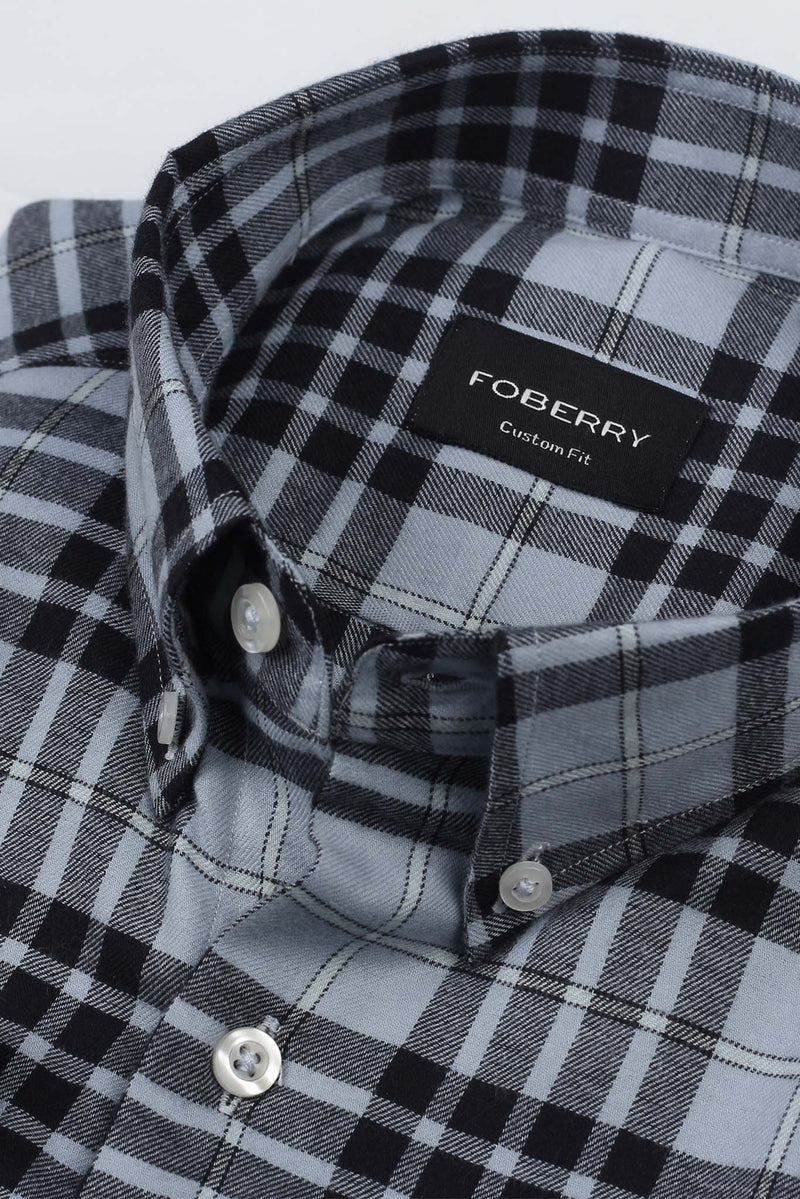 Sky Blue Tartan Winter Flannel Shirt