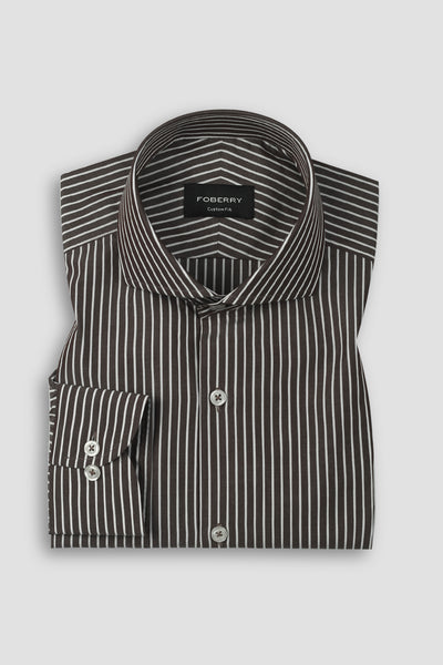 Dark Wood Brown Striped Shirt