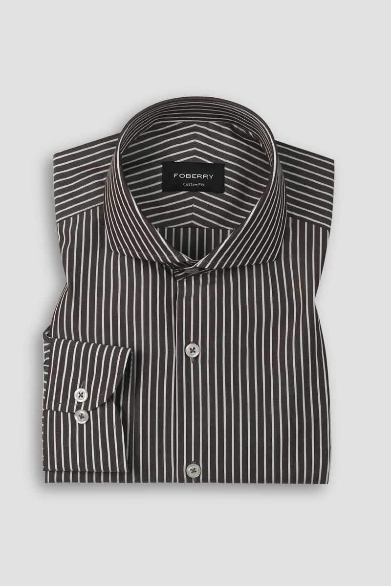 Dark Wood Brown Striped Shirt