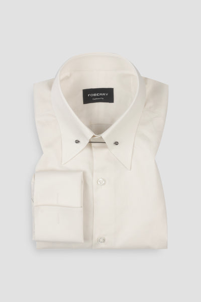 Ivory Egyptian Poplin Pin Collar Shirt