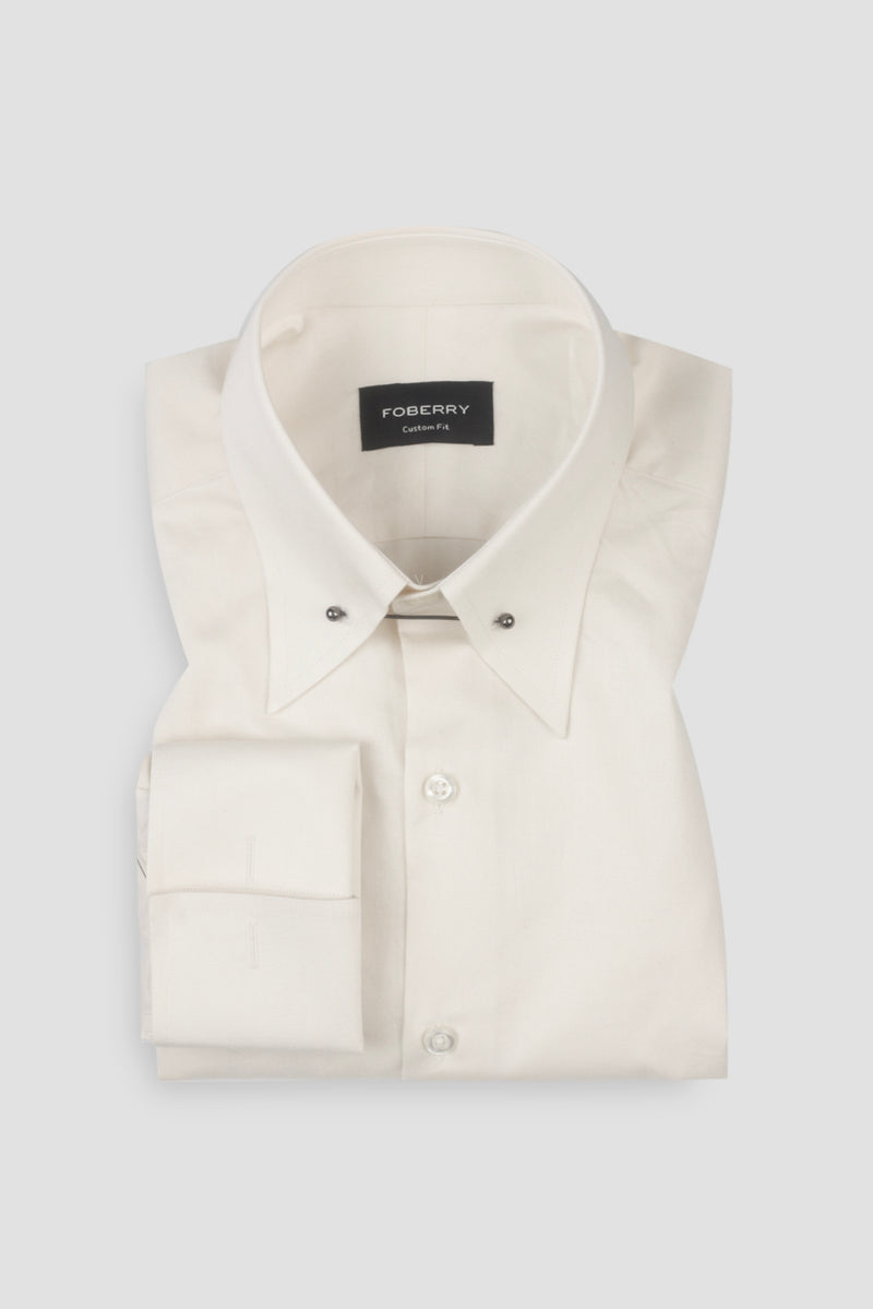 Ivory Egyptian Poplin Pin Collar Shirt
