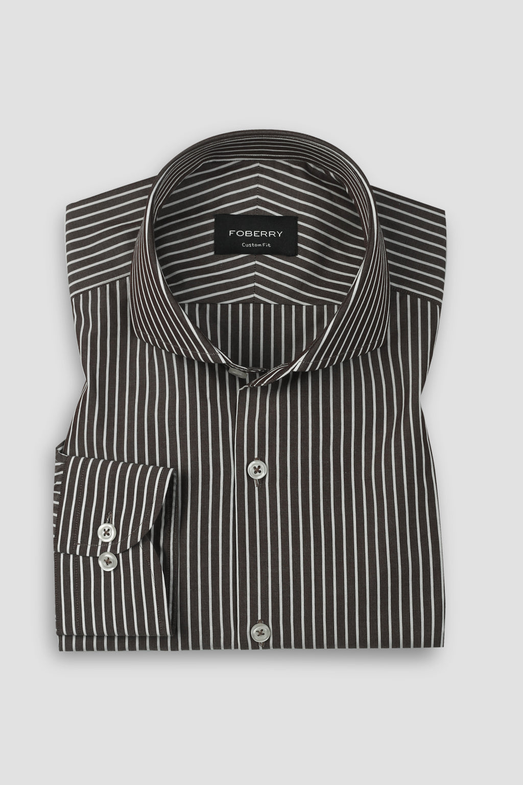 Dark Wood Brown Striped Shirt