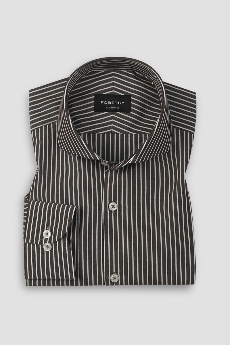 Dark Wood Brown Striped Shirt