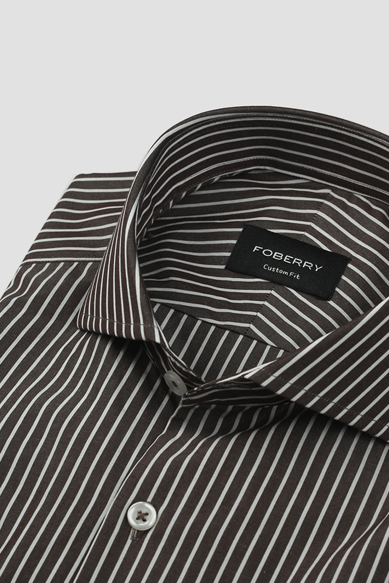 Dark Wood Brown Striped Shirt