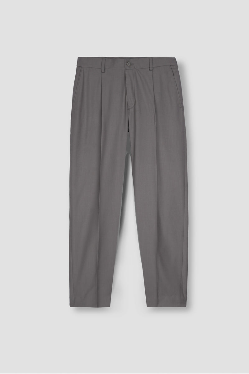 Platinum Grey Tropical Wool Blended Dress Pant