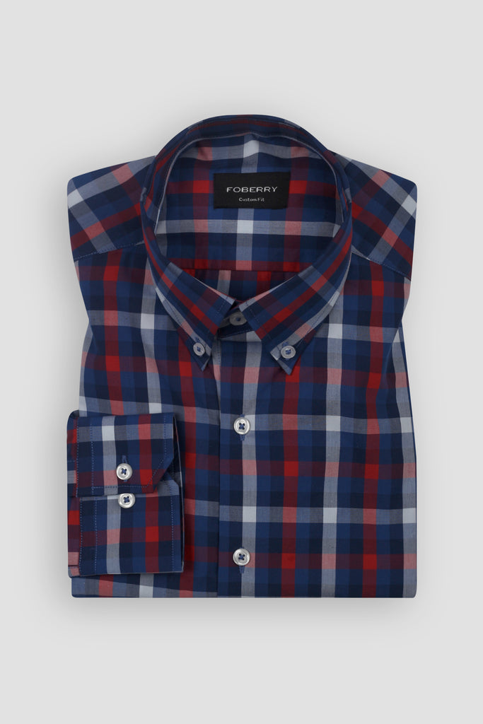 Red Blue Buffalo Check Shirt