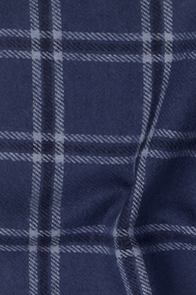 Yale Blue Windowpane Winter Flannel Shirt