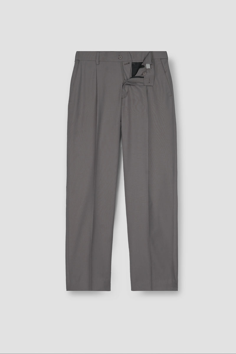 Platinum Grey Tropical Wool Blended Dress Pant