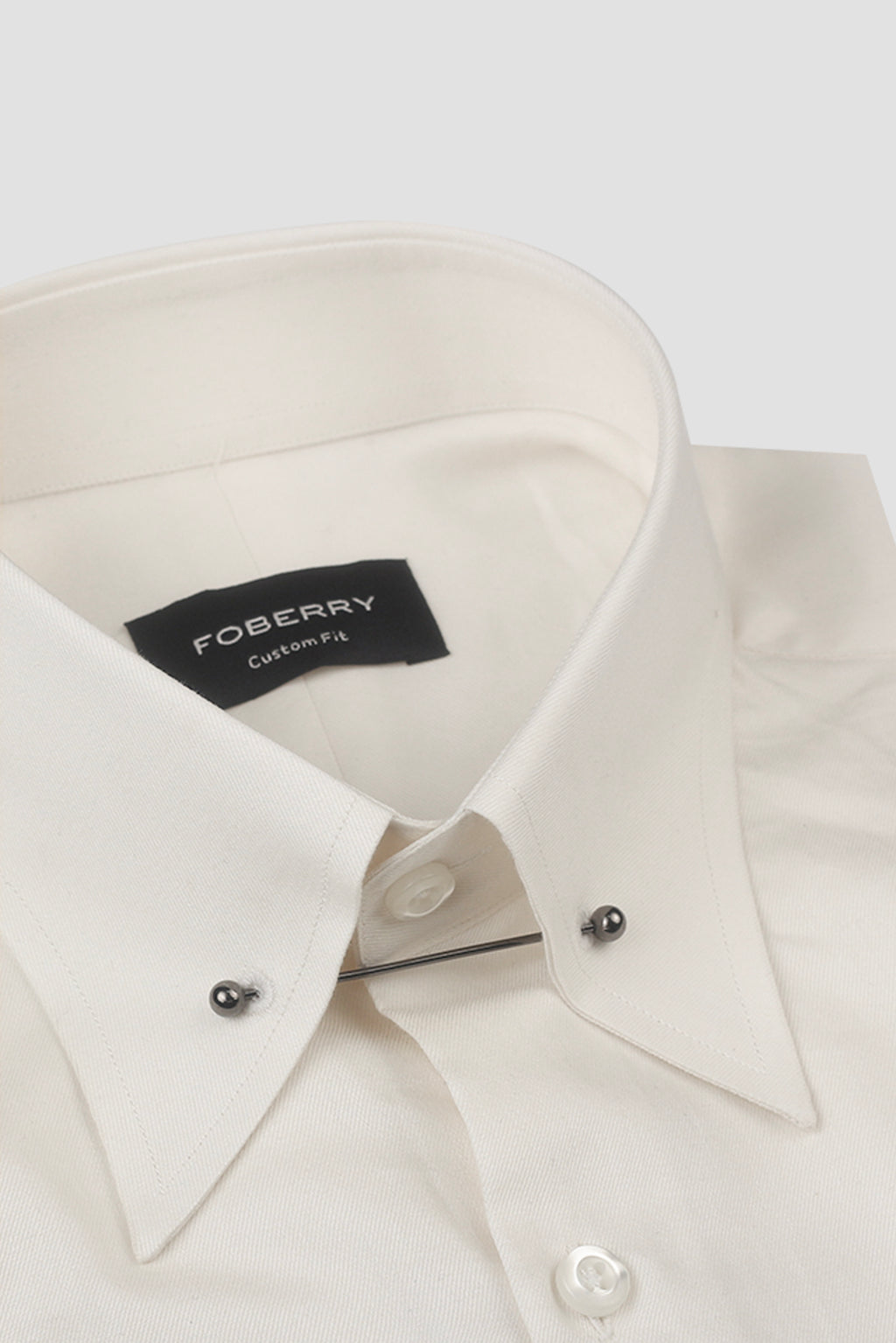 Ivory Egyptian Poplin Pin Collar Shirt