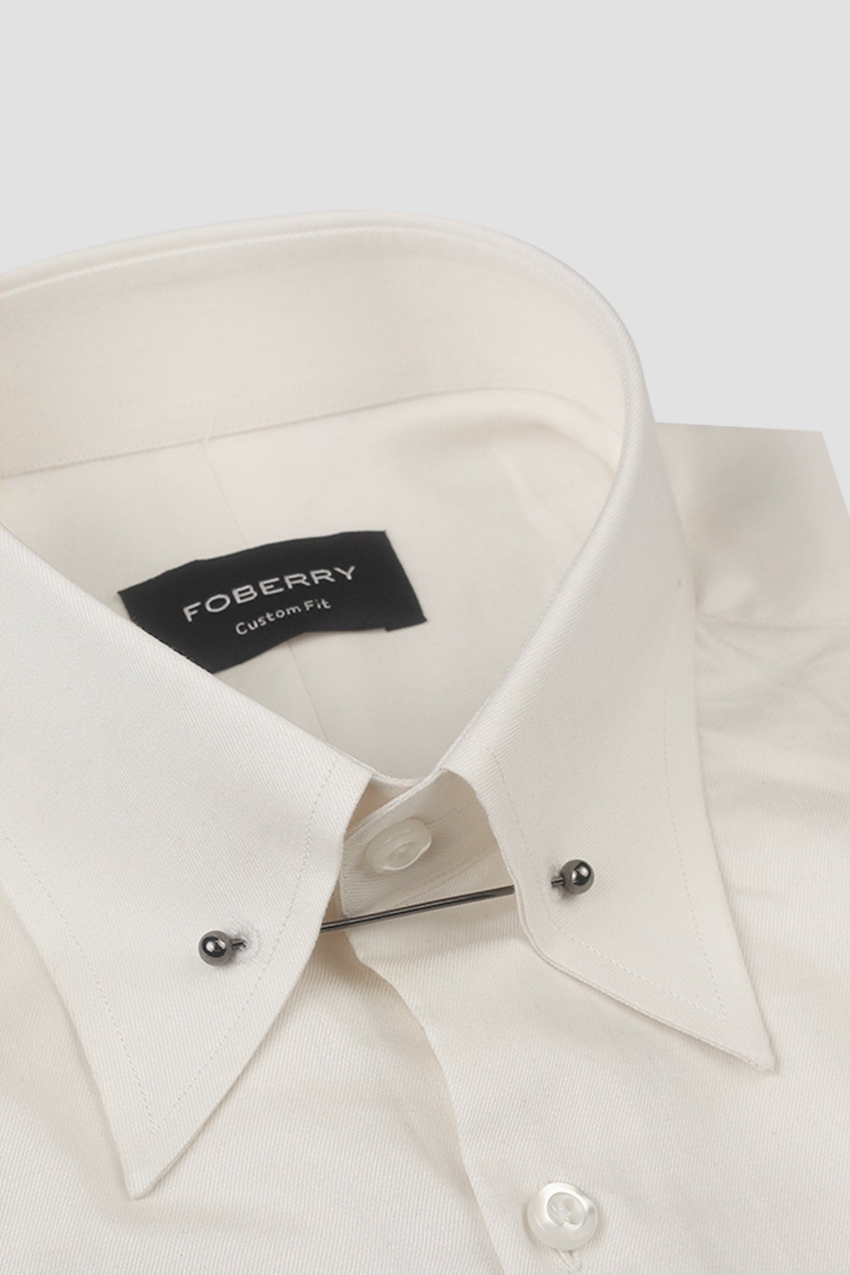Ivory Egyptian Poplin Pin Collar Shirt