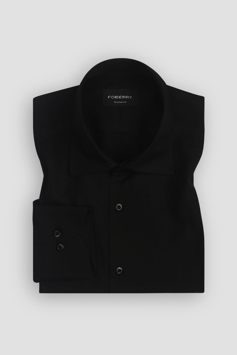 Soft Black Twill 2 Ply Cotton Shirt