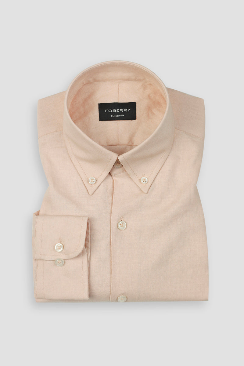 Soft Pastel Peach Irish Linen Shirt