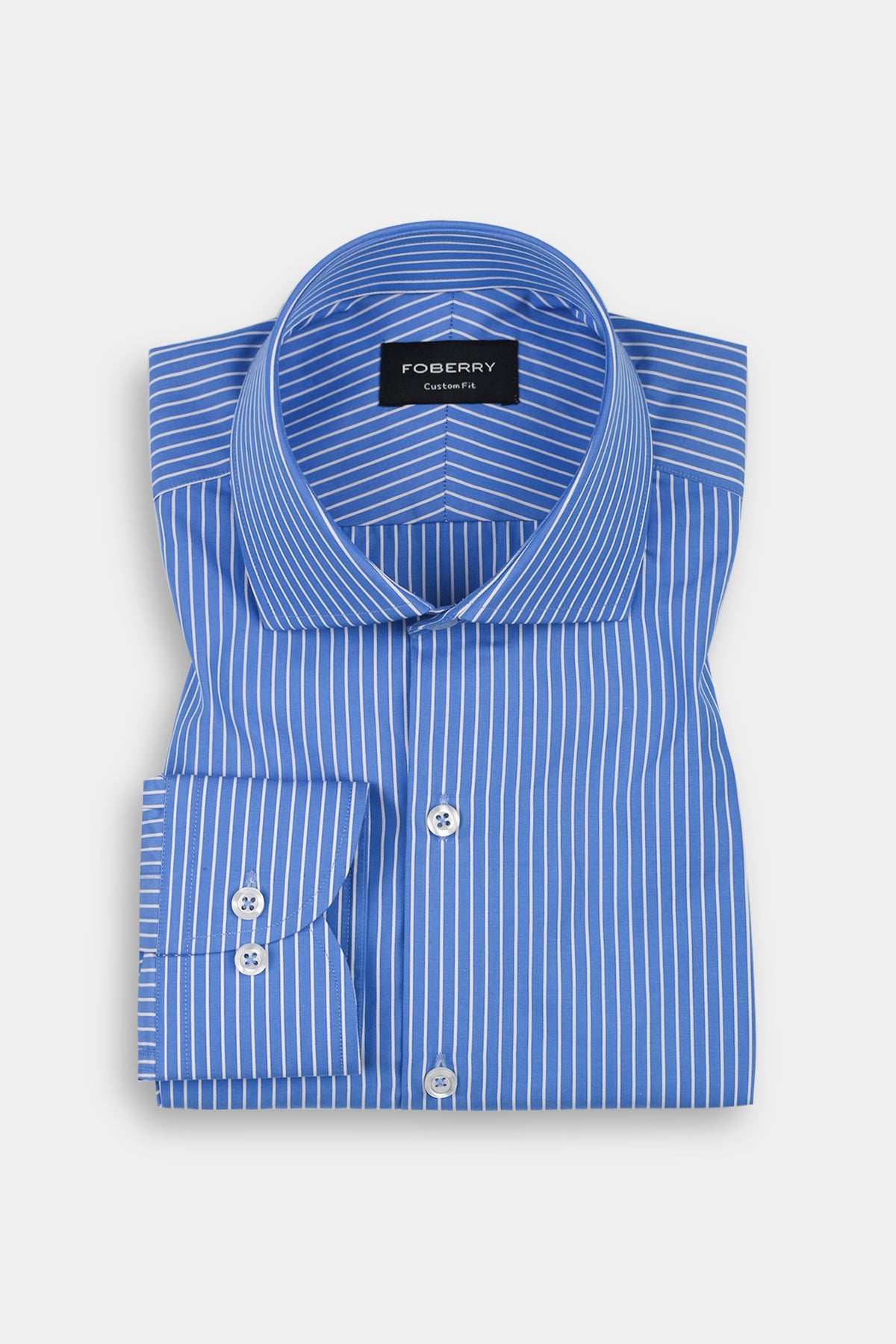 Azure Blue Pen Striped Shirt