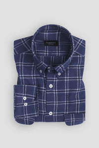 Yale Blue Windowpane Winter Flannel Shirt