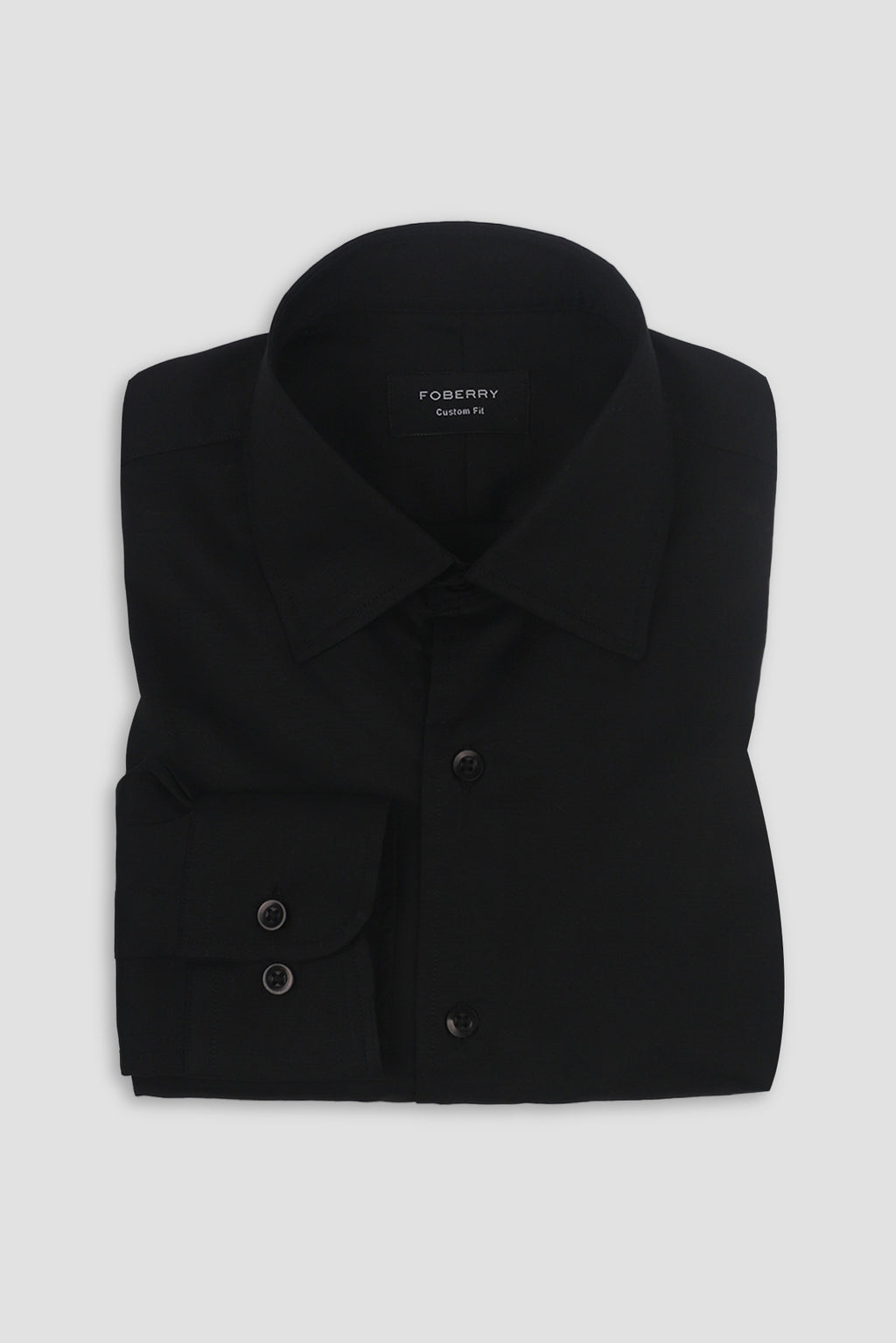 Black Linen Cut Away Collar Shirt - Foberry Pakistan