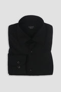 Black Linen Cut Away Collar Shirt - Foberry Pakistan
