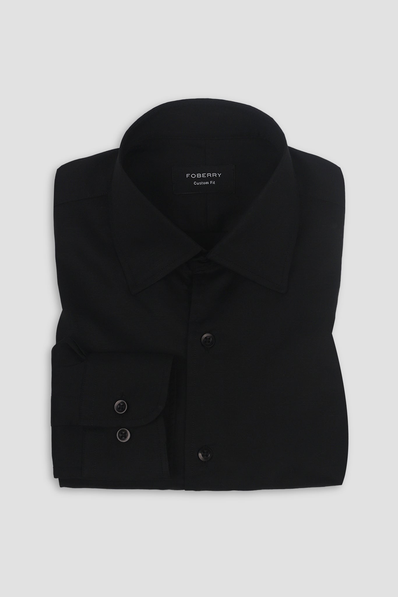 Black Linen Cut Away Collar Shirt - Foberry Pakistan